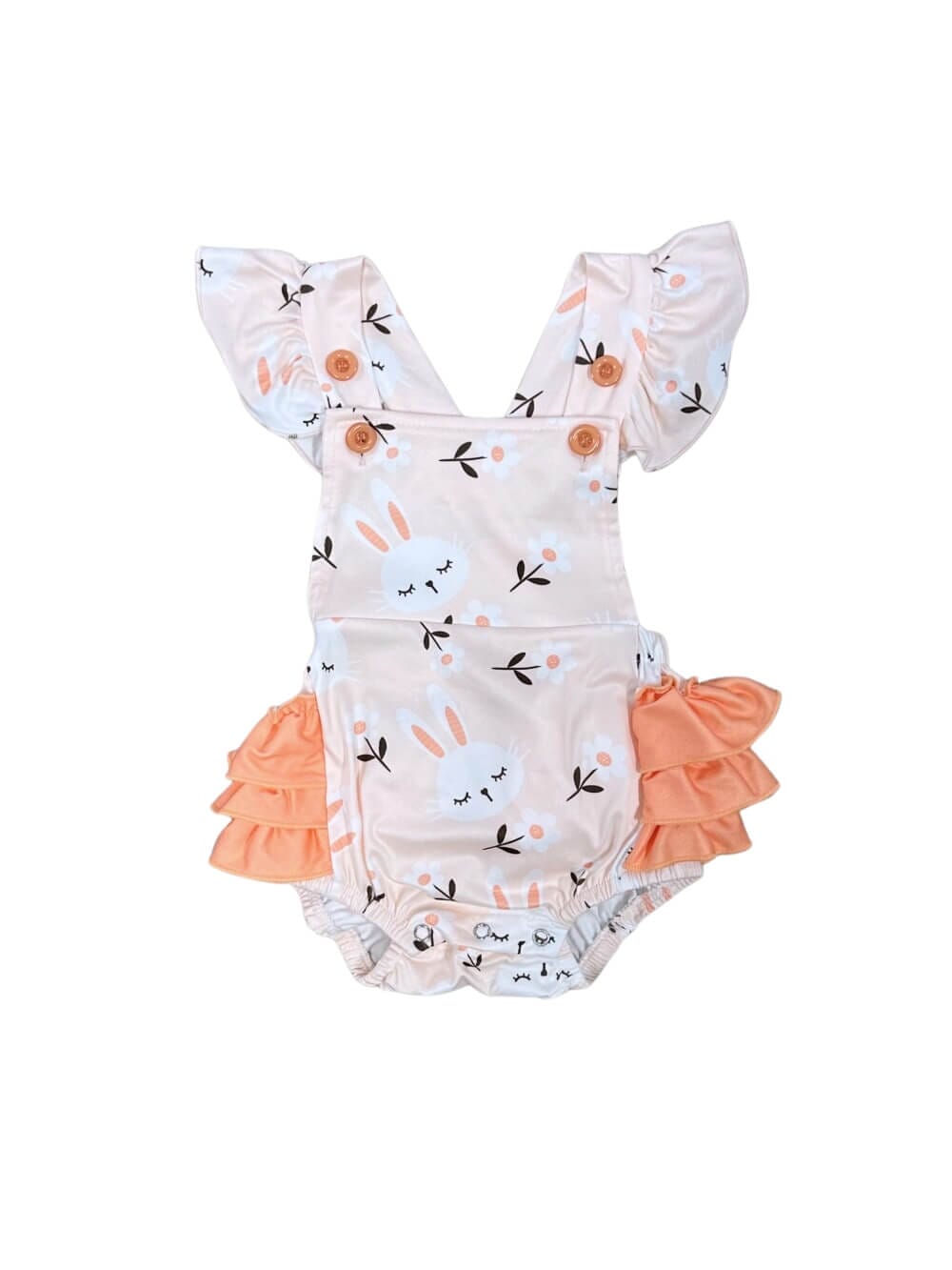 Baby Bunny Ruffle Easter Bubble Romper - Sydney So Sweet