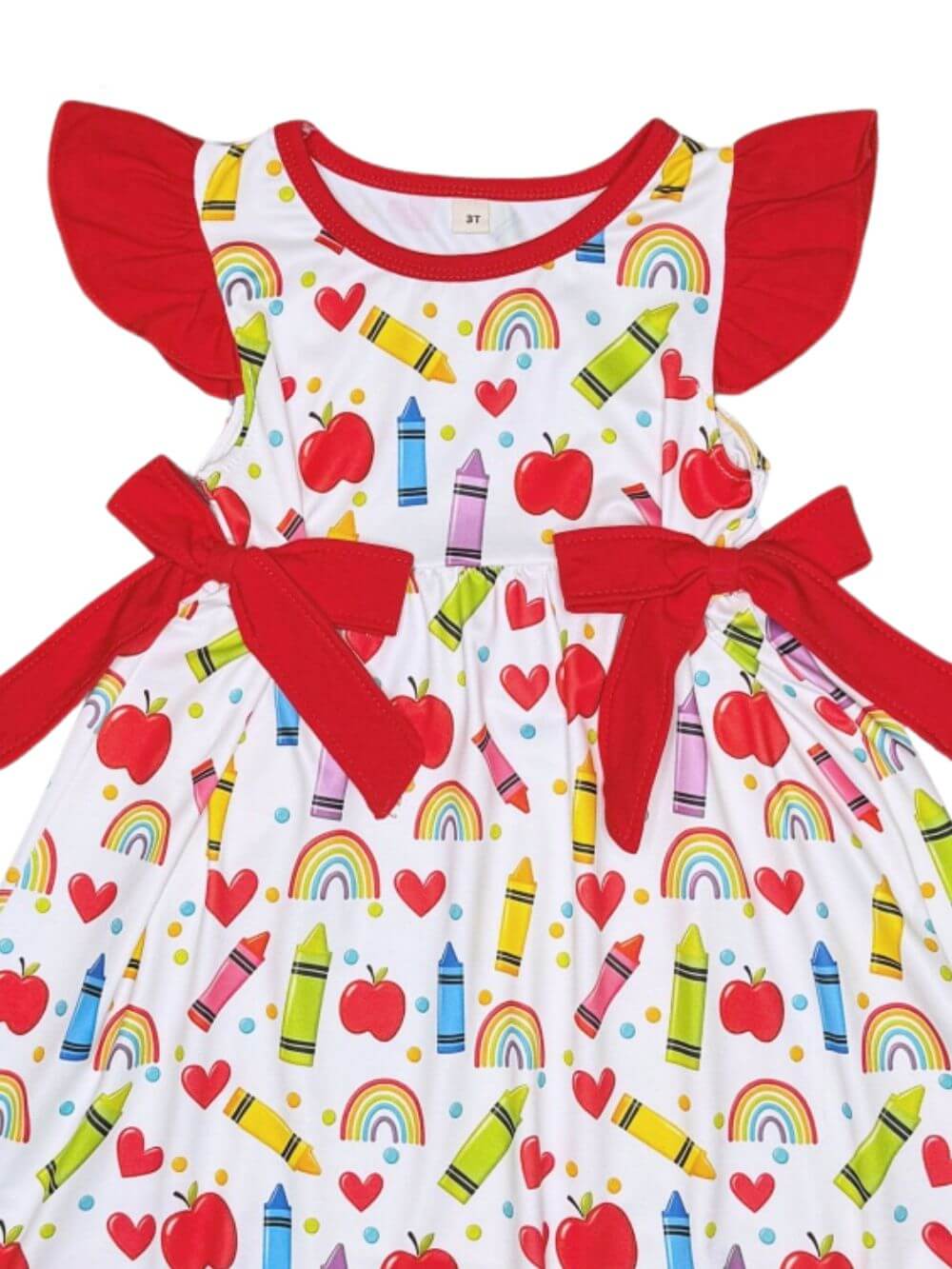 Back to School Fun Girls Red Coquette Bow Dress