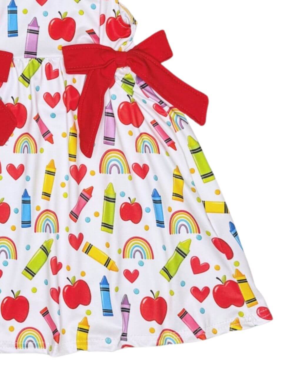 Back to School Fun Girls Red Coquette Bow Dress