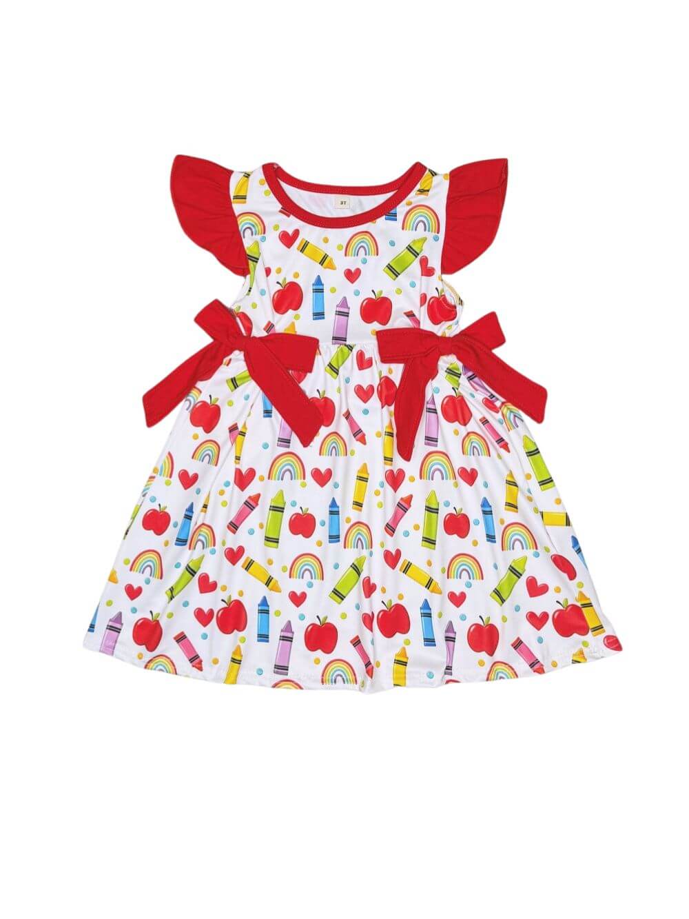 Back to School Fun Girls Red Coquette Bow Dress