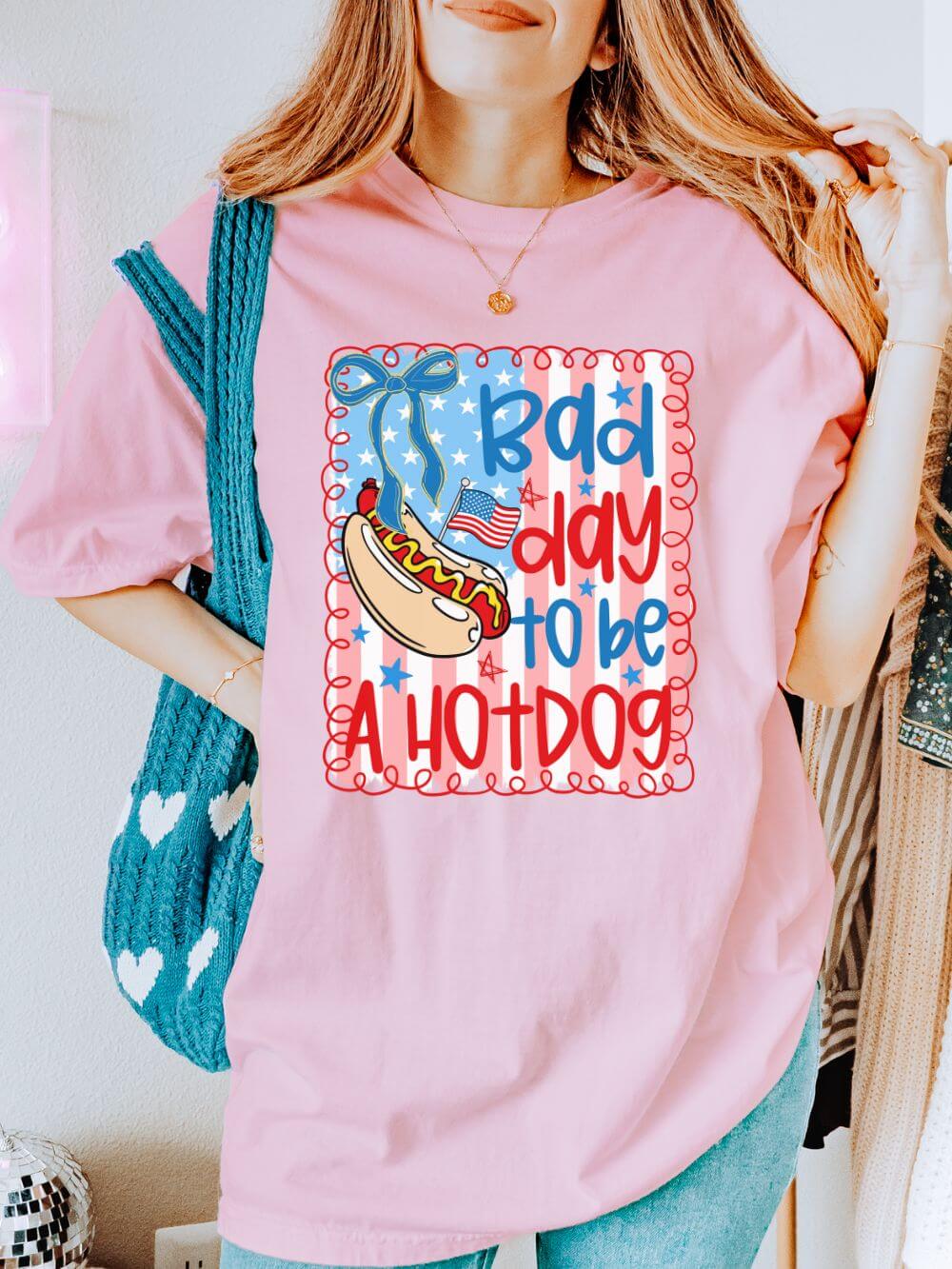 Bad Day to Be a Hot Dog Summer Unisex Tee Comfort Colors 4th of July Patriotic Graphic T-Shirt - Sydney So Sweet