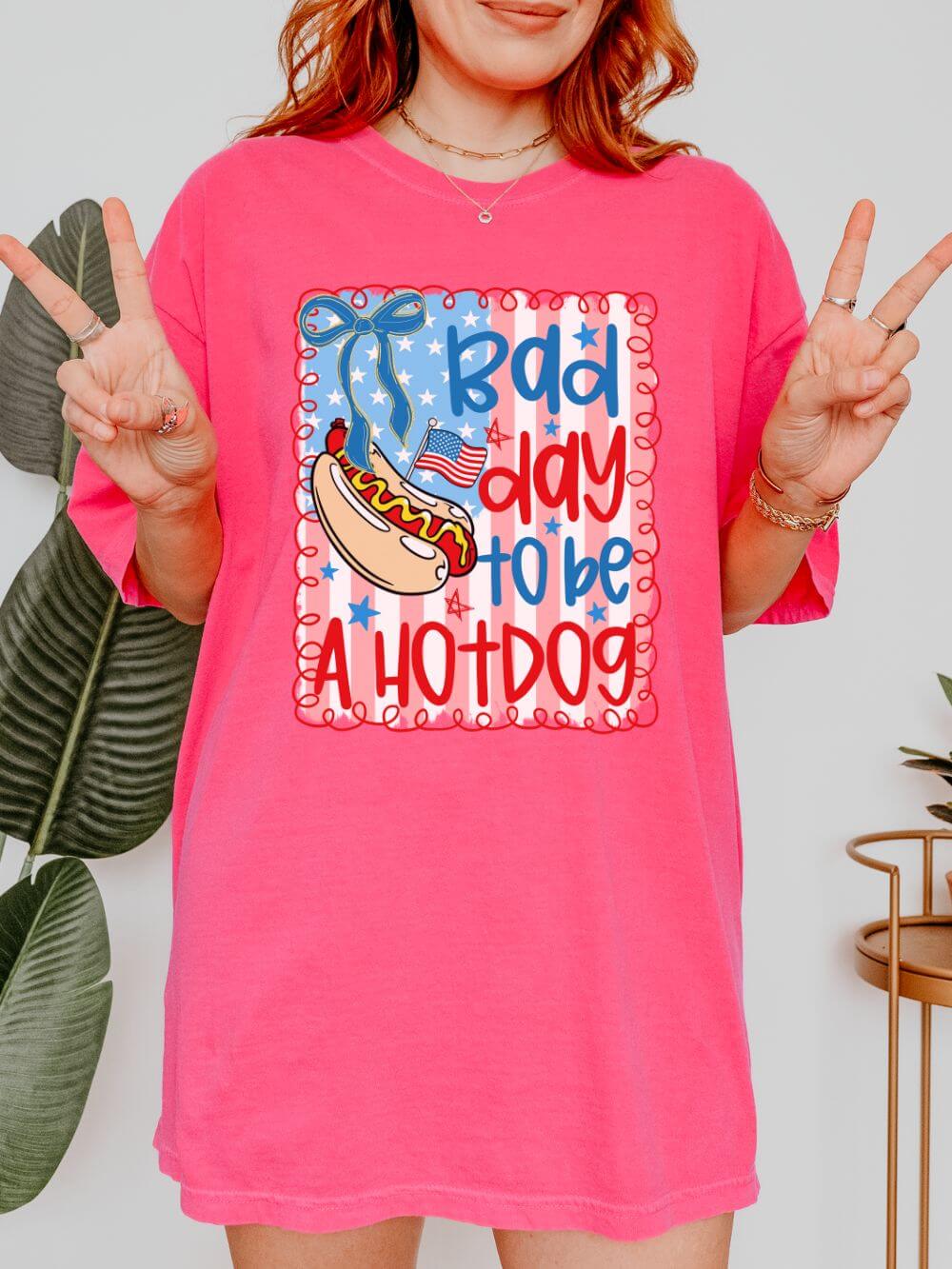 Bad Day to Be a Hot Dog Summer Unisex Tee Comfort Colors 4th of July Patriotic Graphic T-Shirt - Sydney So Sweet