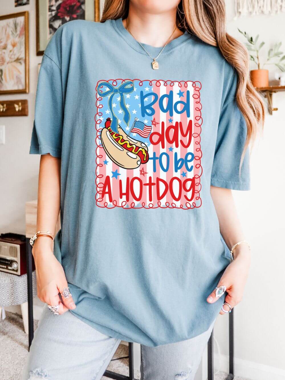 Bad Day to Be a Hot Dog Summer Unisex Tee Comfort Colors 4th of July Patriotic Graphic T-Shirt - Sydney So Sweet