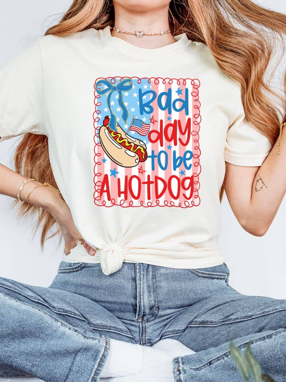 Bad Day to Be a Hot Dog Summer Unisex Tee Comfort Colors 4th of July Patriotic Graphic T-Shirt - Sydney So Sweet