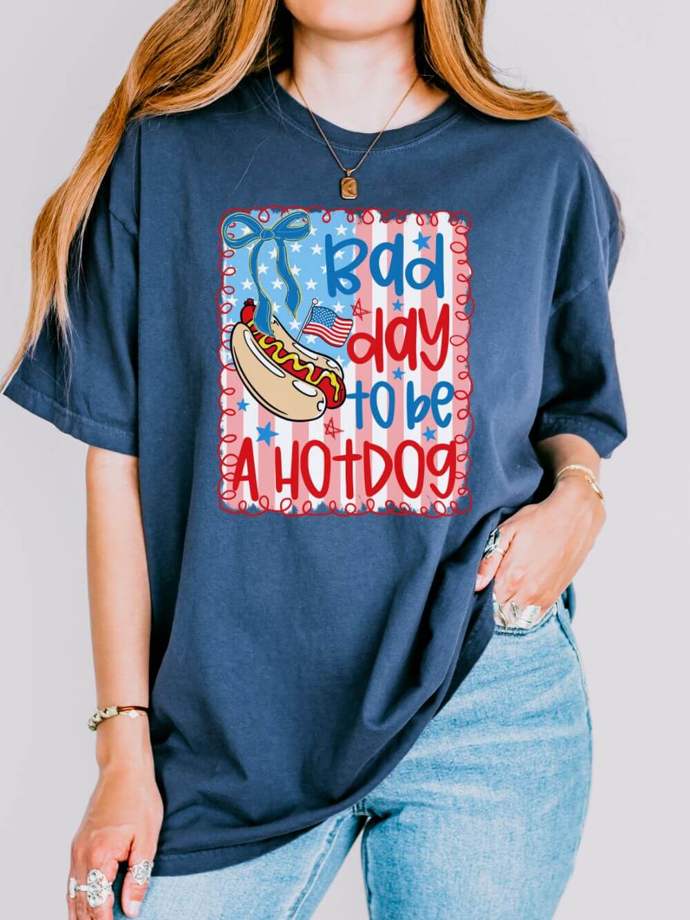 Bad Day to Be a Hot Dog Summer Unisex Tee Comfort Colors 4th of July Patriotic Graphic T-Shirt - Sydney So Sweet