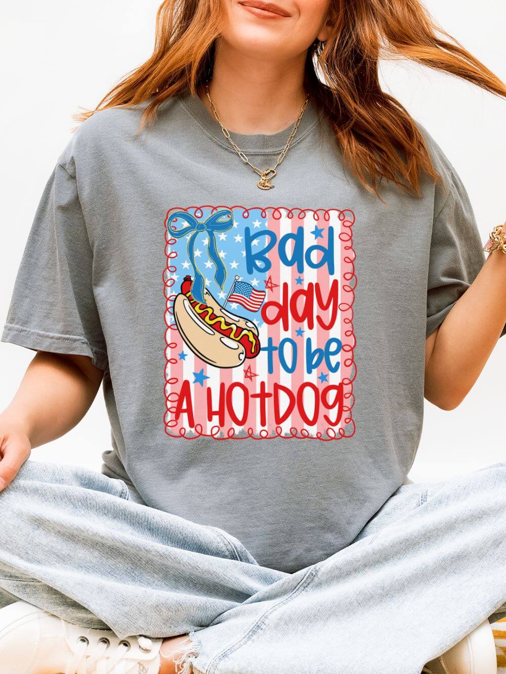 Bad Day to Be a Hot Dog Summer Unisex Tee Comfort Colors 4th of July Patriotic Graphic T-Shirt - Sydney So Sweet