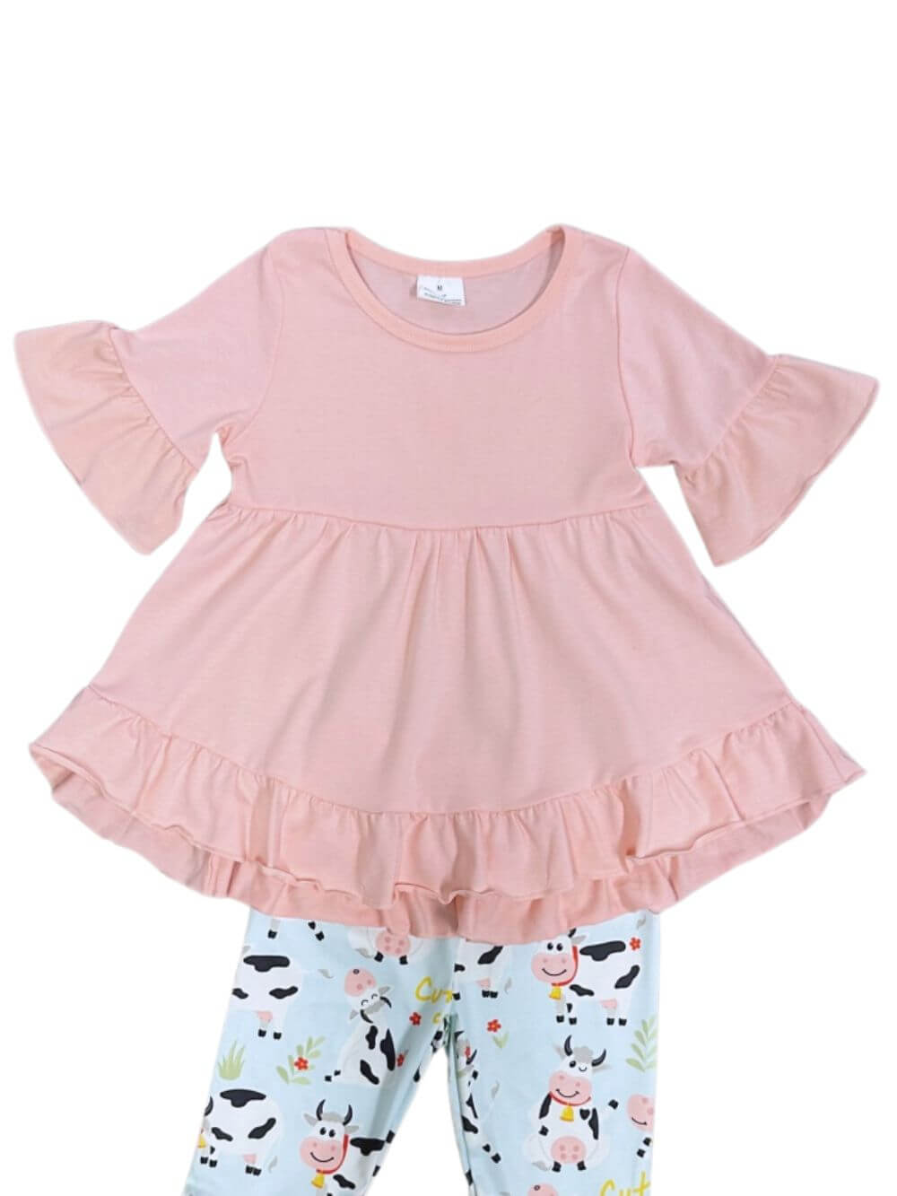 Barnyard Chic Girls Ruffle Tunic & Cow Bell Bottoms Outfit - Sydney So Sweet