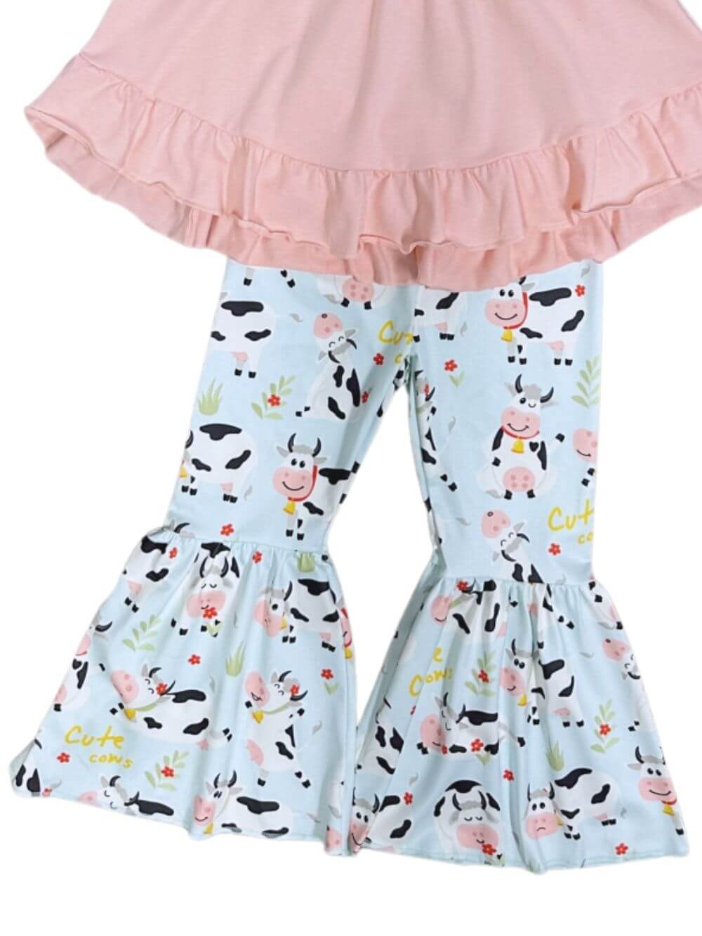 Barnyard Chic Girls Ruffle Tunic & Cow Bell Bottoms Outfit - Sydney So Sweet