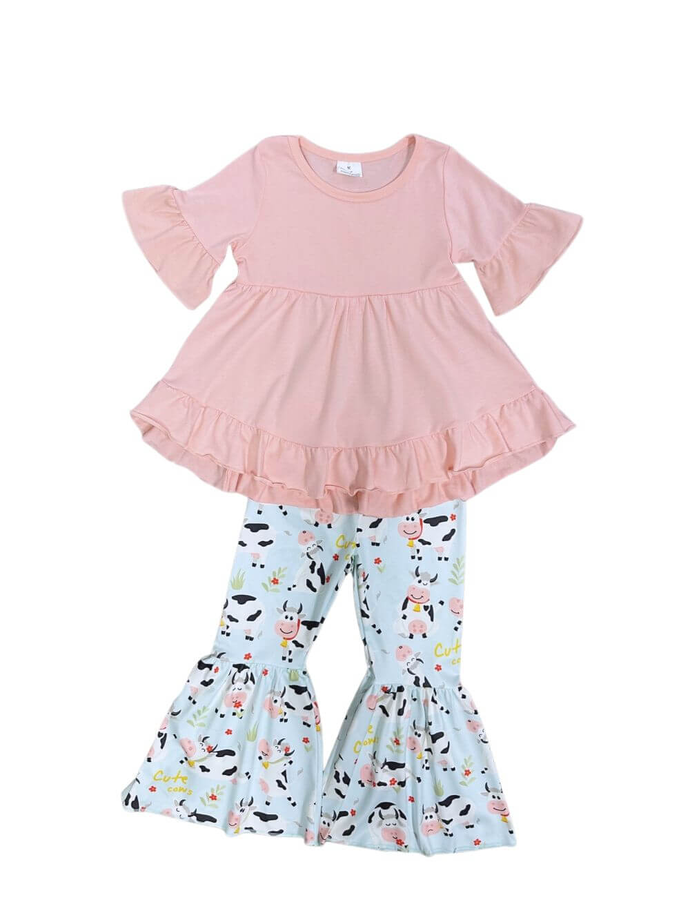 Barnyard Chic Girls Ruffle Tunic & Cow Bell Bottoms Outfit - Sydney So Sweet