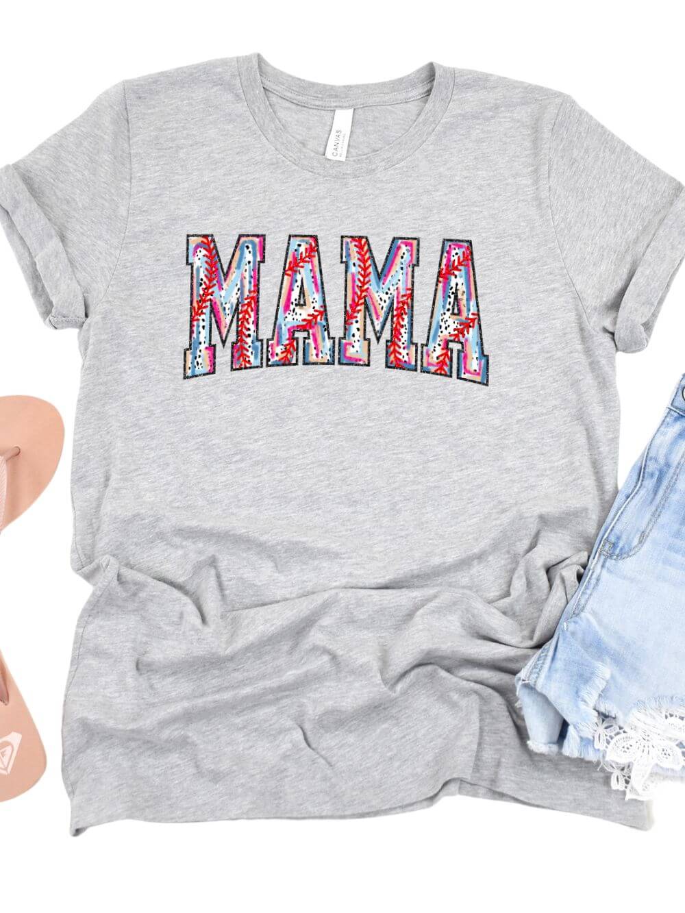 Baseball Mama Stitch Design Mom Graphic T-Shirt - Sydney So Sweet