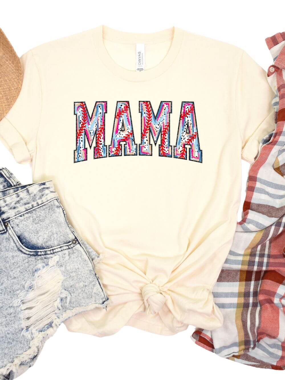 Baseball Mama Stitch Design Mom Graphic T-Shirt - Sydney So Sweet