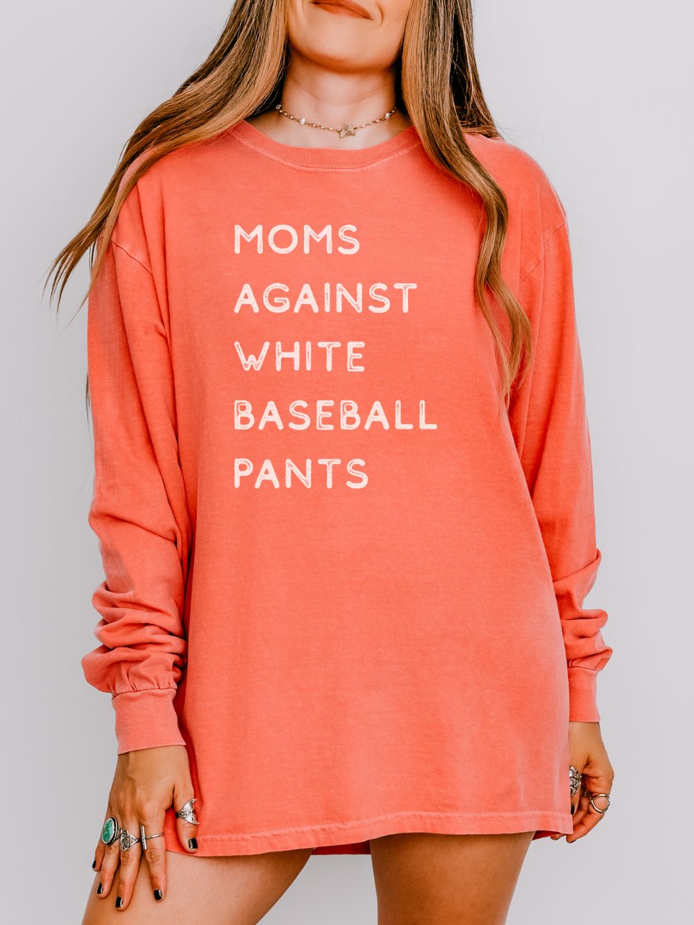 Moms Against White Baseball Pants Comfort Colors Long Sleeve T-Shirt - Sydney So Sweet