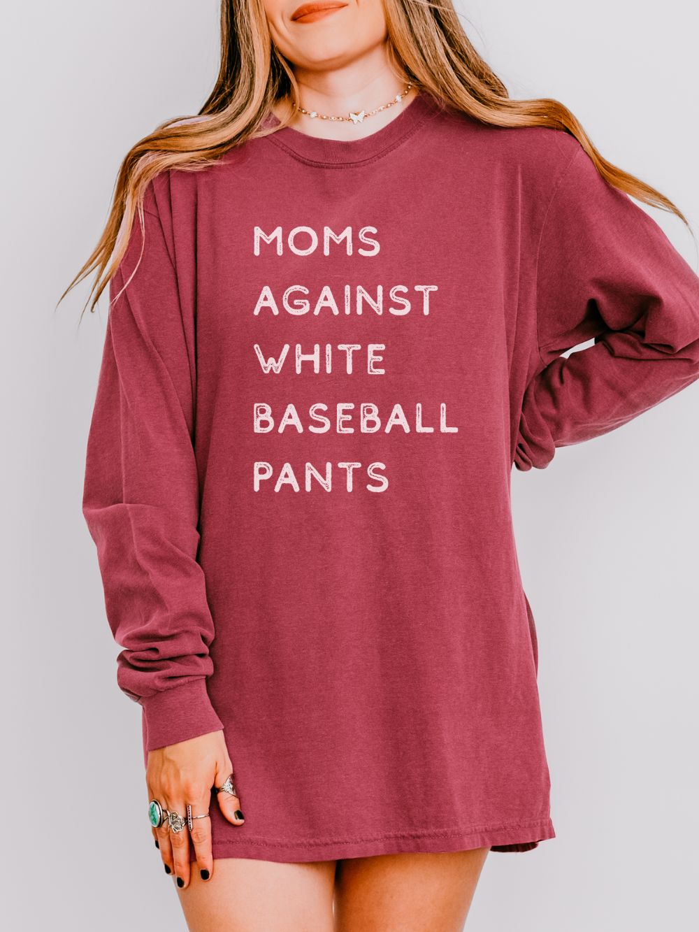 Moms Against White Baseball Pants Comfort Colors Long Sleeve T-Shirt - Sydney So Sweet