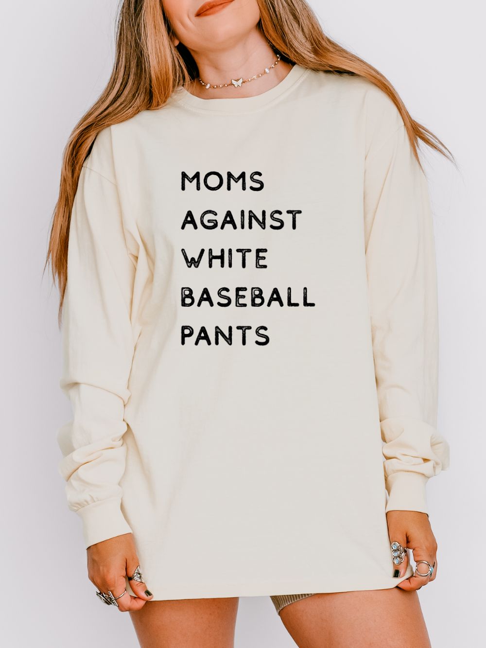 Moms Against White Baseball Pants Comfort Colors Long Sleeve T-Shirt - Sydney So Sweet