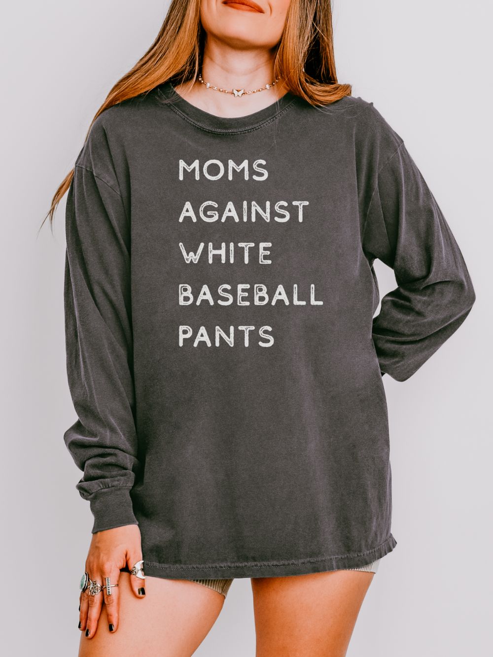 Moms Against White Baseball Pants Comfort Colors Long Sleeve T-Shirt - Sydney So Sweet