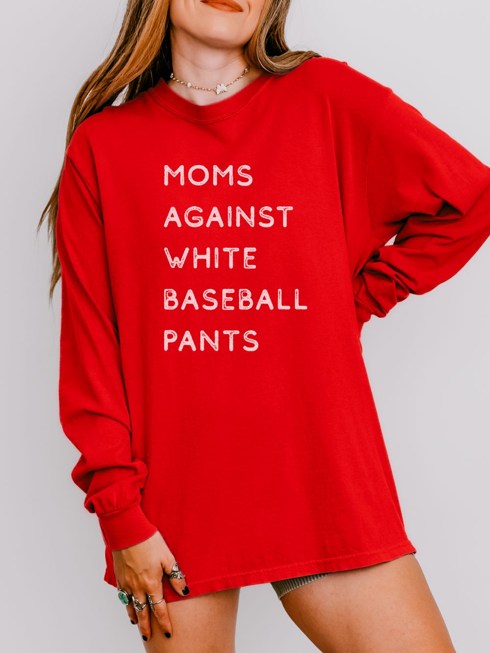 Moms Against White Baseball Pants Comfort Colors Long Sleeve T-Shirt - Sydney So Sweet