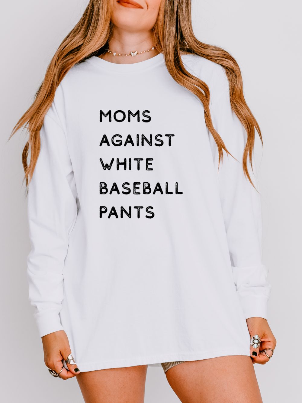 Moms Against White Baseball Pants Comfort Colors Long Sleeve T-Shirt - Sydney So Sweet