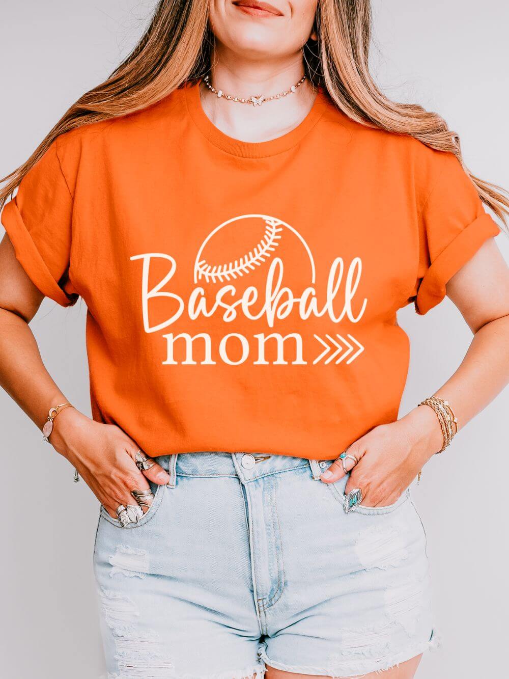 Baseball Mom Classic Graphic T-Shirt Cute Sports Mom Tee (12 Team Colors)