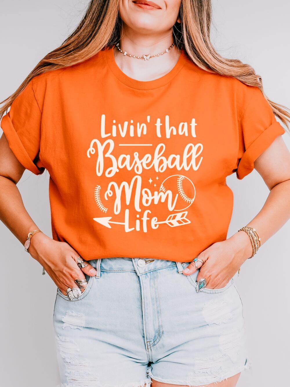 Livin' That Baseball Mom Life Graphic T-Shirt Cute Sports Mom Tee (12 Team Colors)
