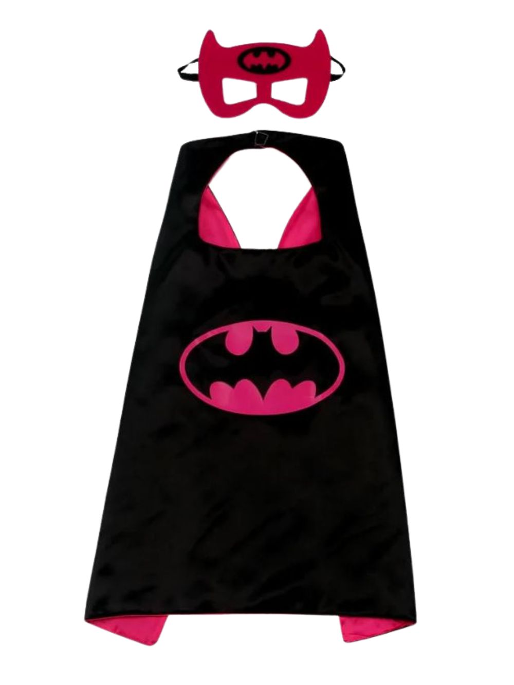 Hot Pink & Black Superhero Cape & Mask Costume Dress Up Cosplay Set - Kids & Adults - Sydney So Sweet