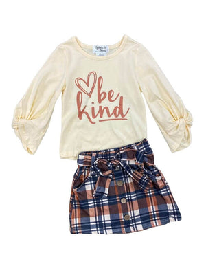 Be Kind Girls Plaid Skirt Outfit - Sydney So Sweet