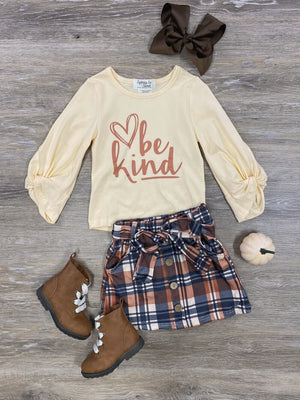 Be Kind Girls Plaid Skirt Outfit - Sydney So Sweet