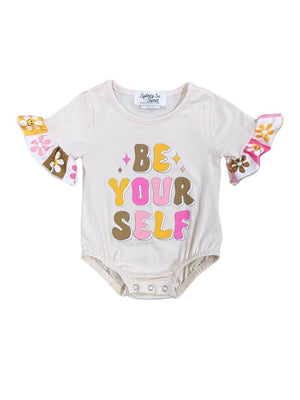 Be Yourself Retro Floral Girl Baby Bubble Romper - Sydney So Sweet