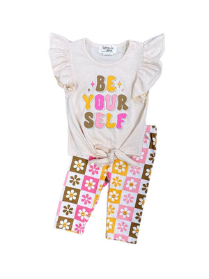 Be Yourself Retro Floral Girls Capri Outfit - Sydney So Sweet
