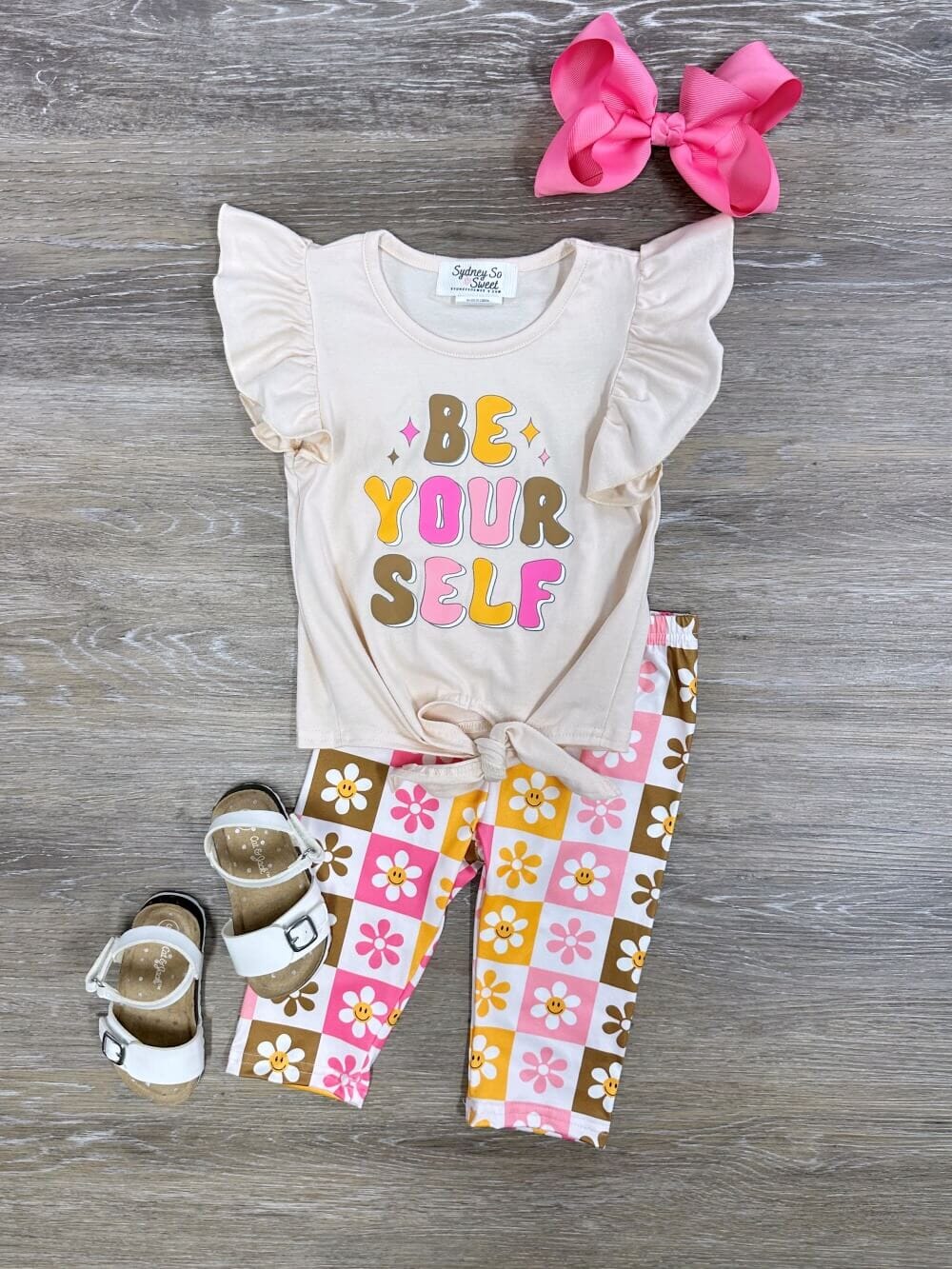Be Yourself Retro Floral Girls Capri Outfit - Sydney So Sweet