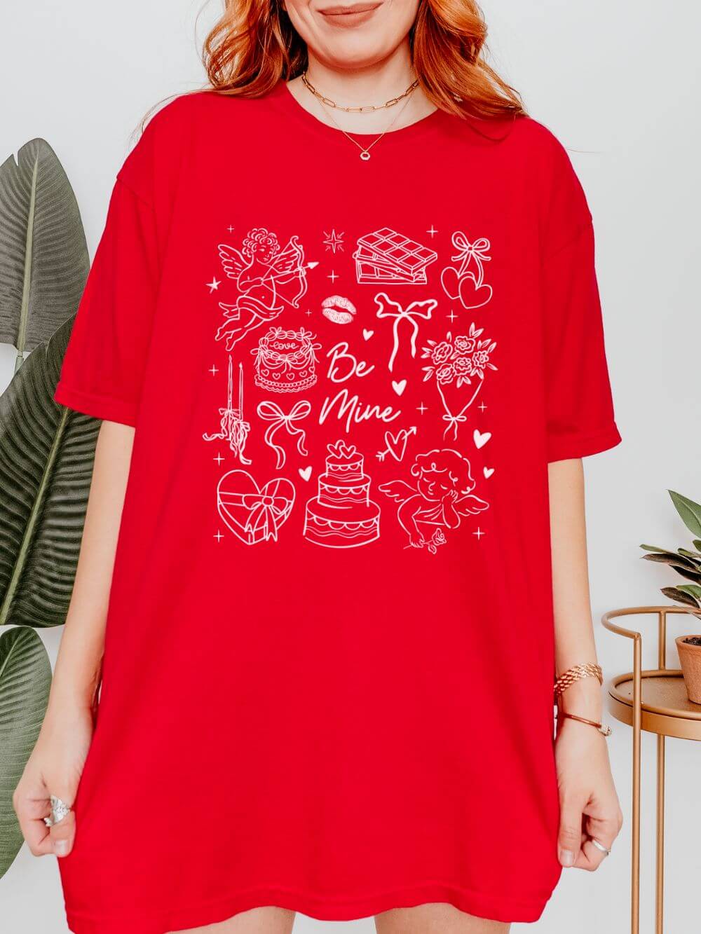 Be Mine Valentine's Day Doodles Cute Graphic Unisex Short Sleeve Tee