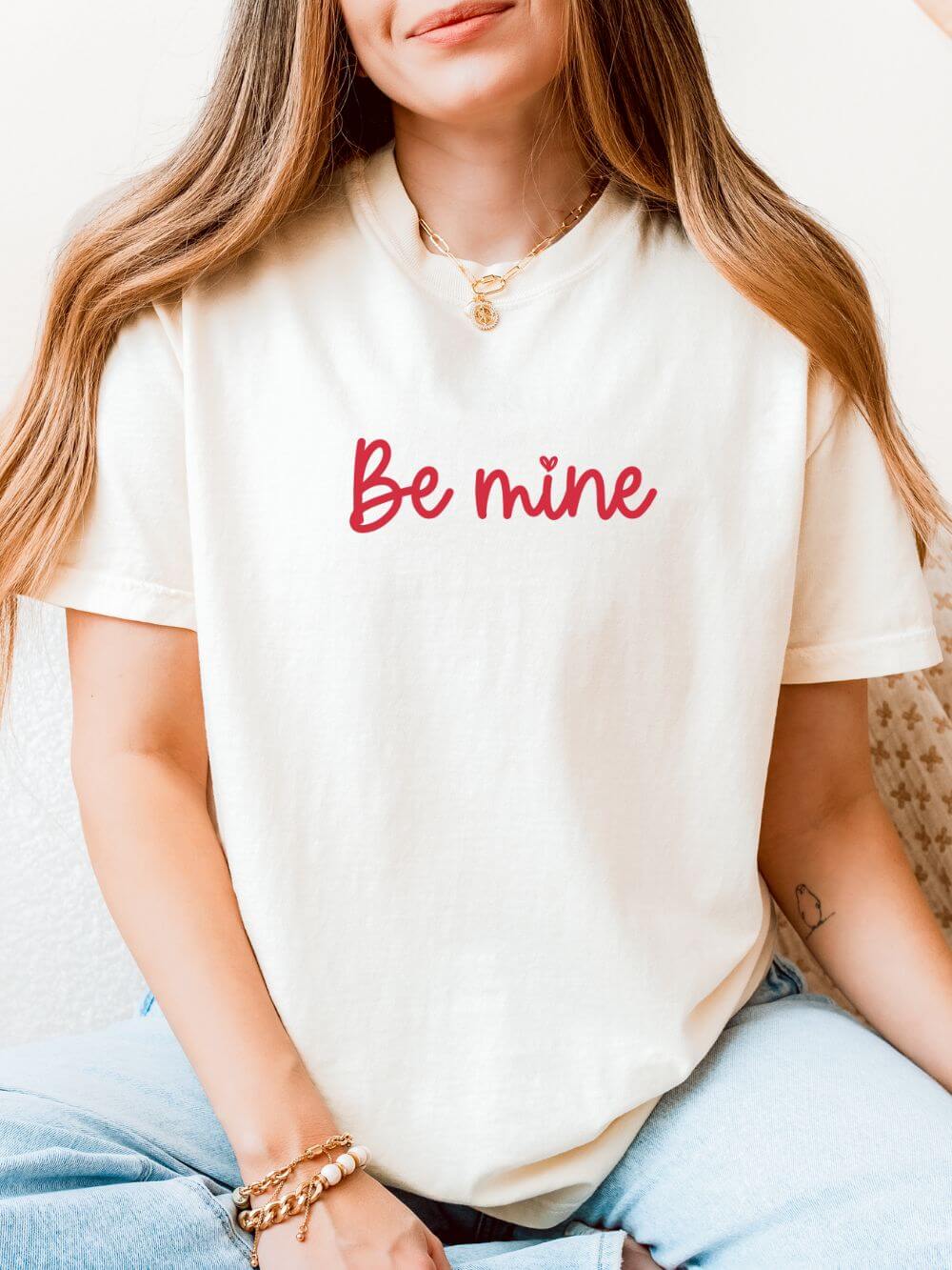 Be Mine Valentine's Day Heart Tee Graphic Unisex Shor Sleeve T-Shirt