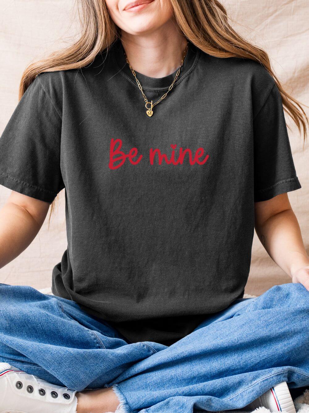 Be Mine Valentine's Day Heart Tee Graphic Unisex Shor Sleeve T-Shirt