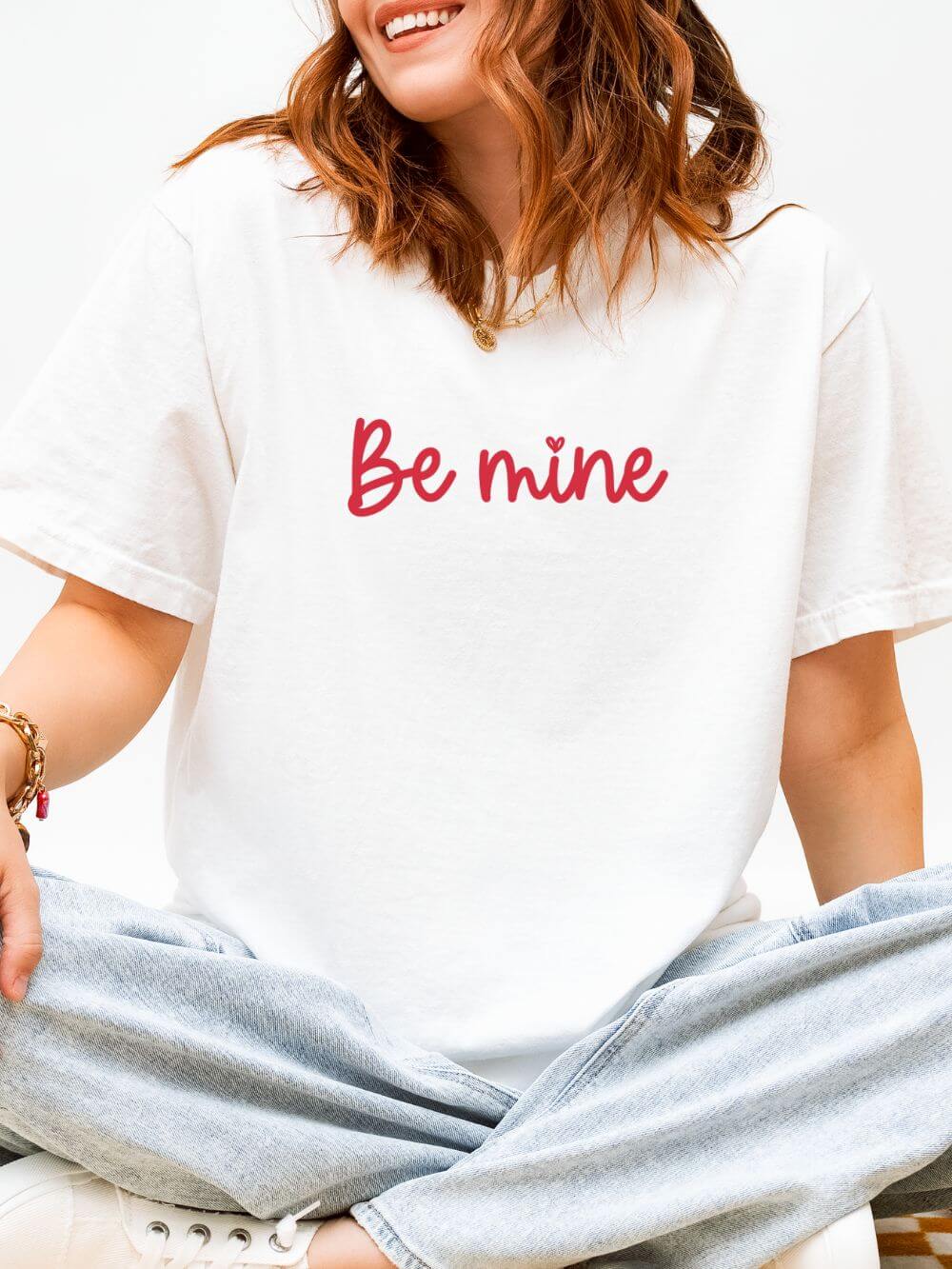Be Mine Valentine's Day Heart Tee Graphic Unisex Shor Sleeve T-Shirt