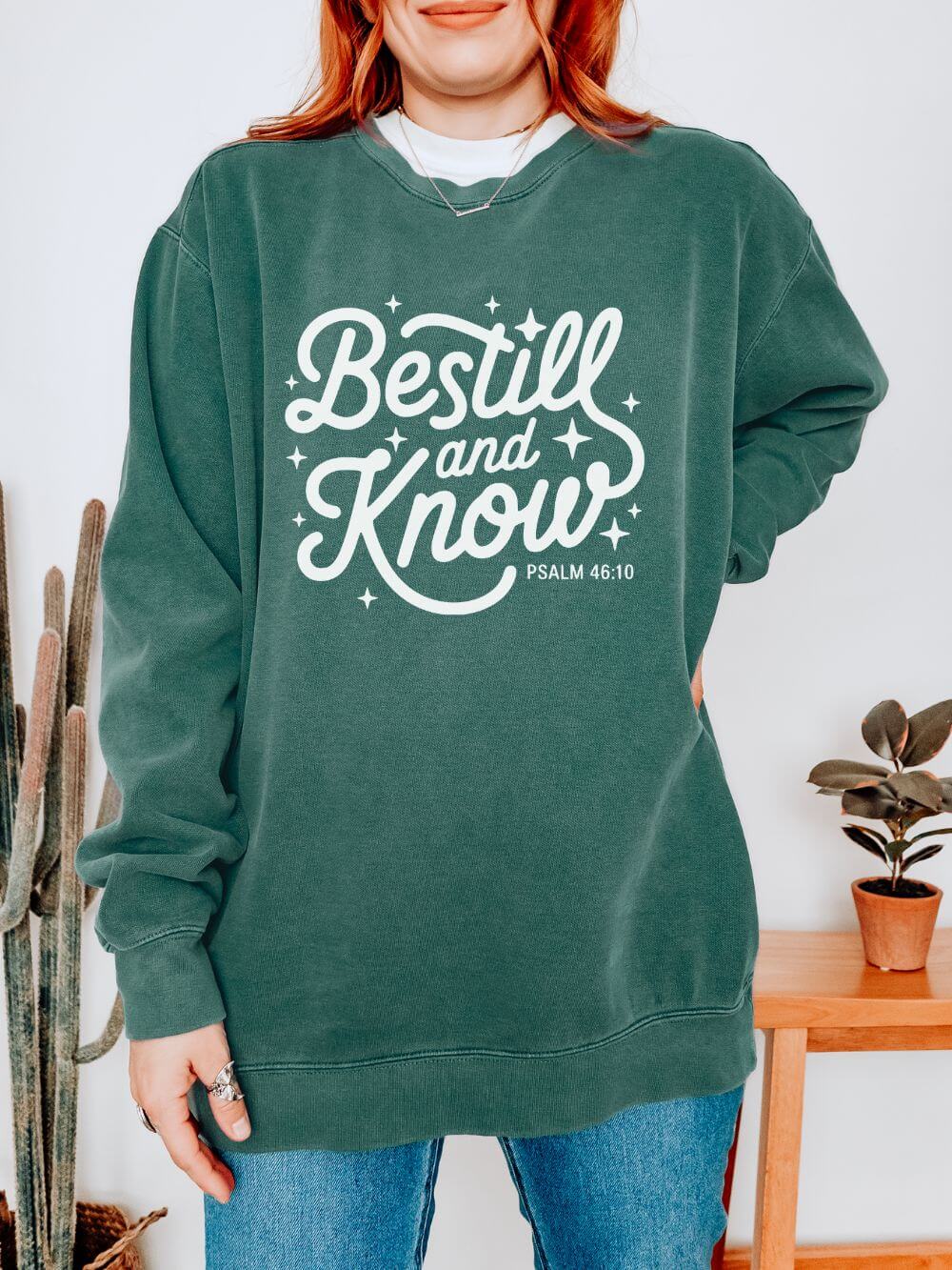 Be Still and Know Psalm 46:10 Christian Cozy Comfort Colors Pullover Sweatshirt