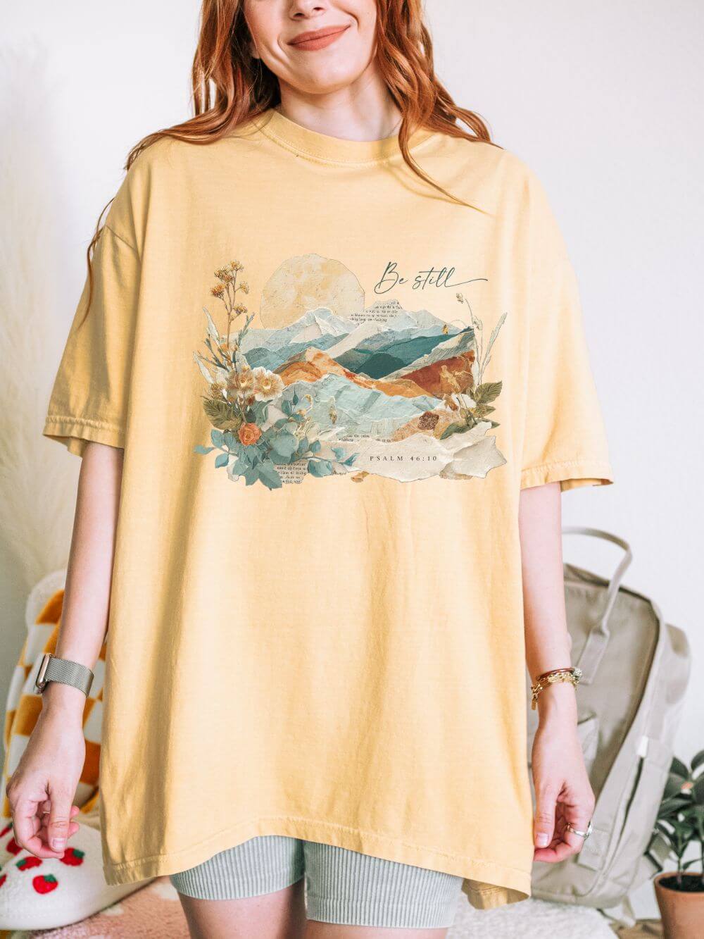 Be Still & Know Psalm & Mountains Graphic T-Shirt Christian Tee