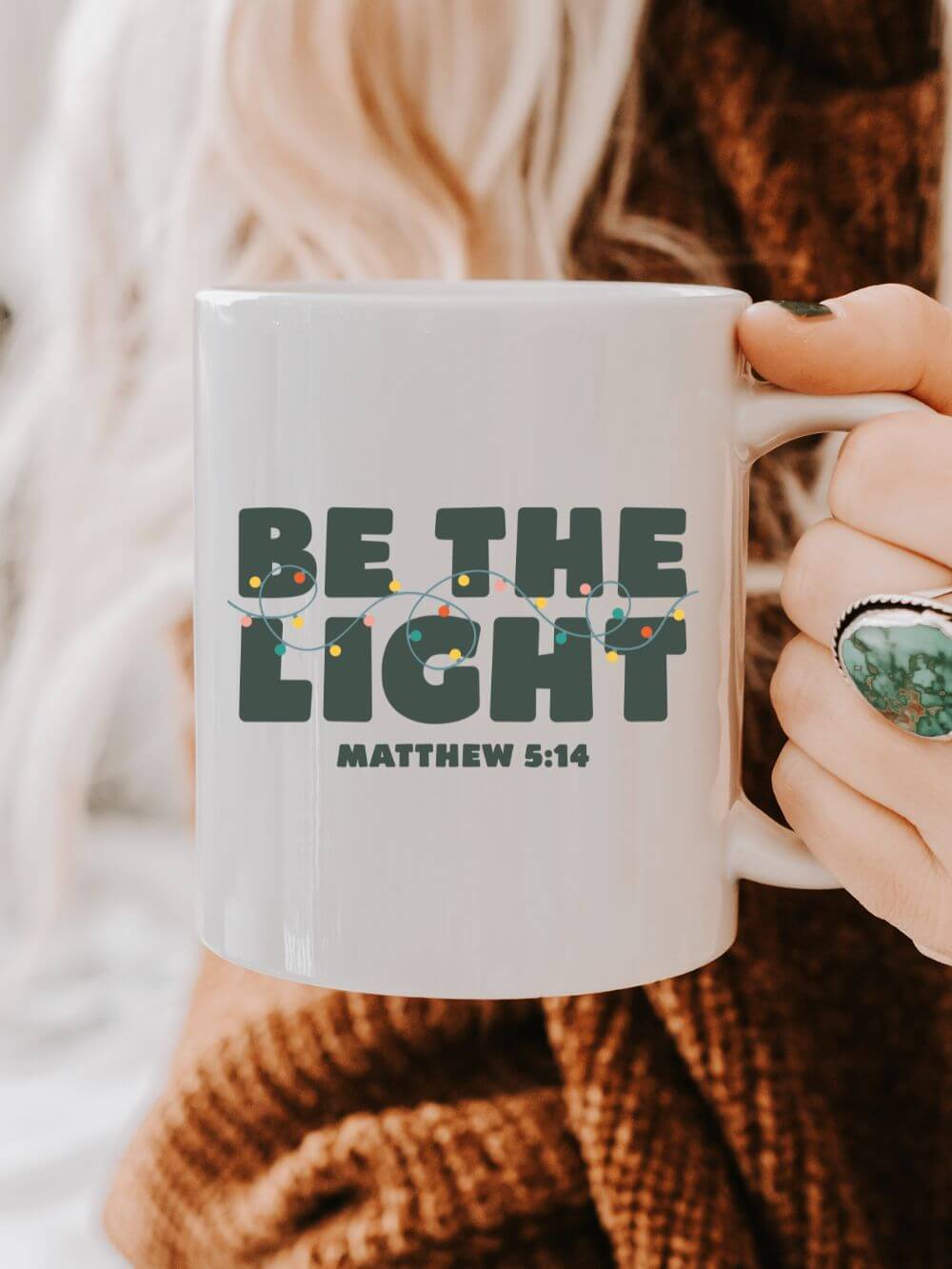 Be the Light Matthew 5:14 Christmas Mug – Holiday Ceramic Coffee Cup - Sydney So Sweet