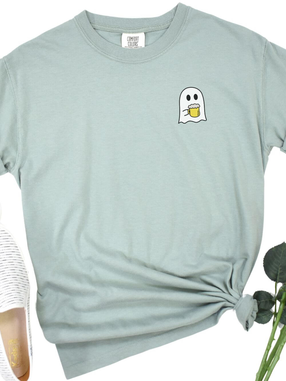 Beer Ghost Comfort Colors Embroidered Unisex T-Shirt - Sydney So Sweet