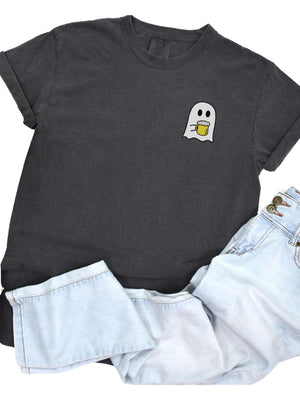 Beer Ghost Comfort Colors Embroidered Unisex T-Shirt - Sydney So Sweet