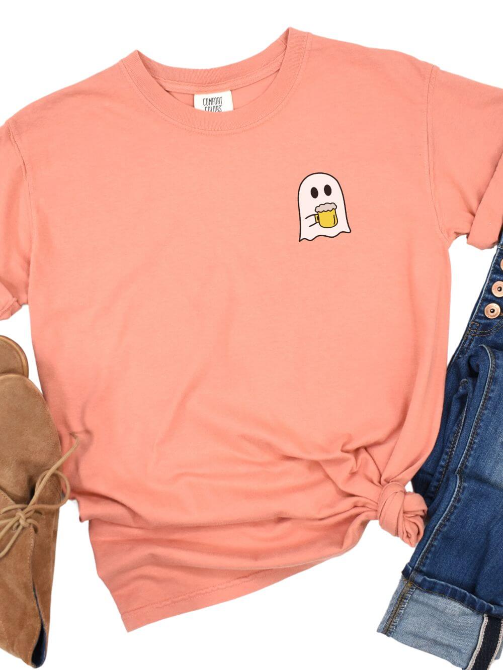 Beer Ghost Comfort Colors Embroidered Unisex T-Shirt - Sydney So Sweet