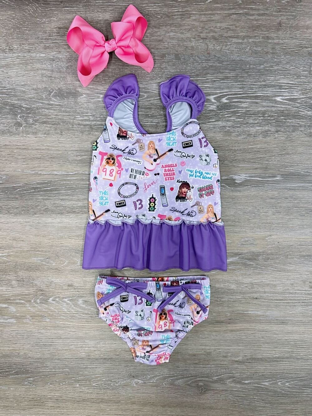 Bejeweled Girls Lavender Pop Star Tankini Swim Set - Sydney So Sweet