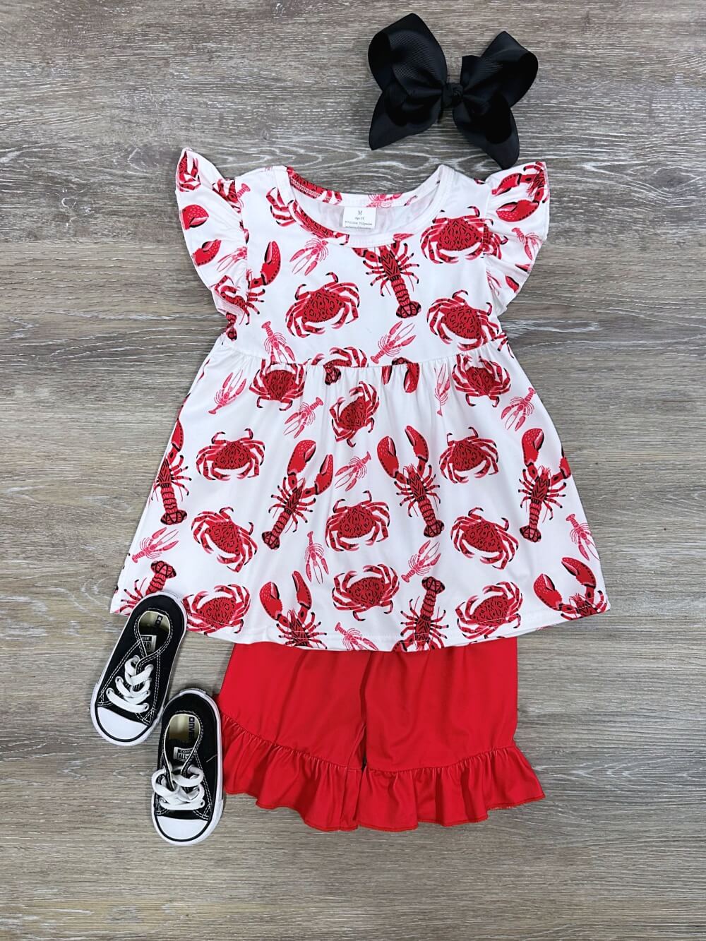 Bell of the Boil Red Lobster & Crab Girls Shorts Outfit - Sydney So Sweet