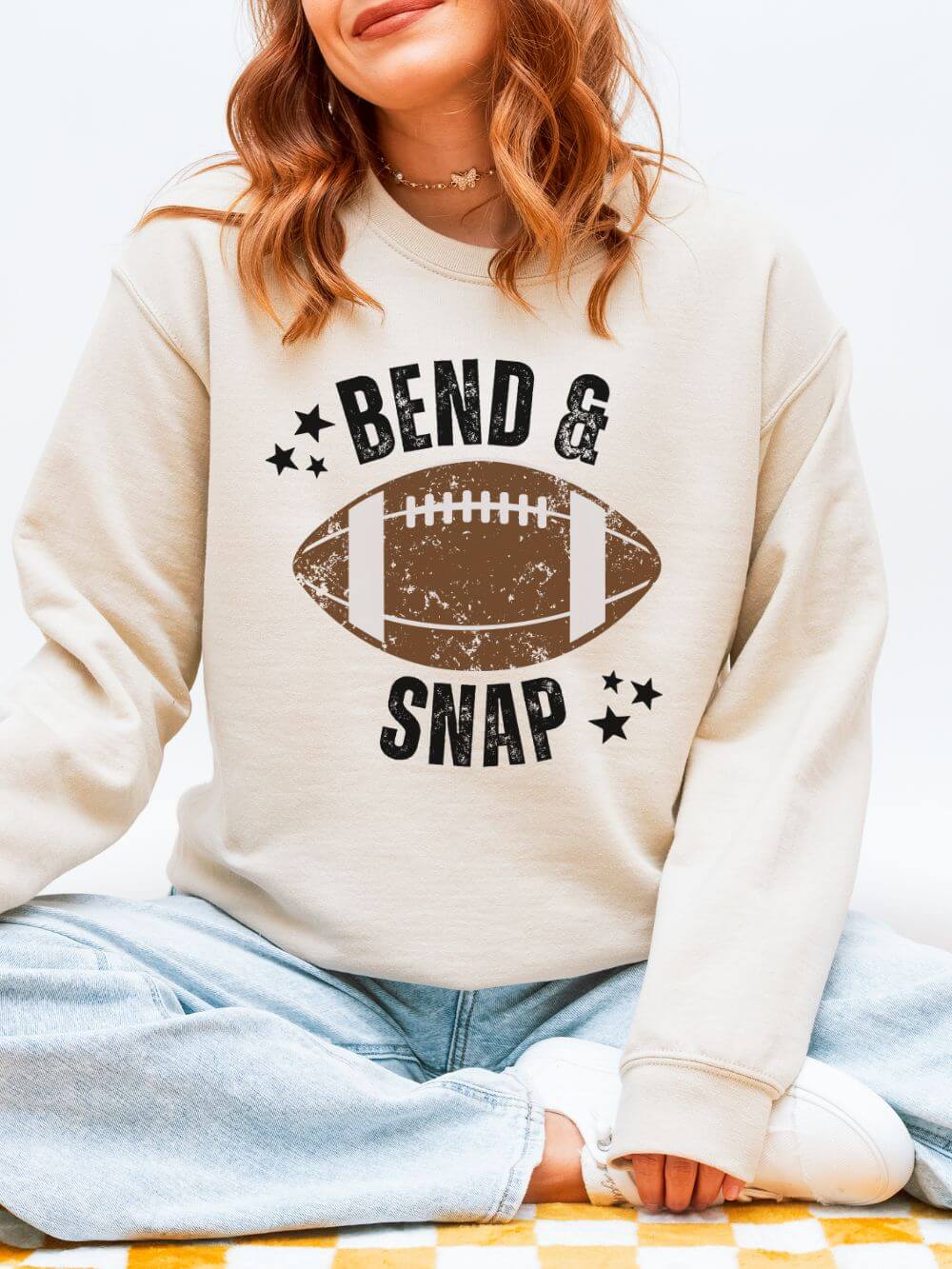 Bend & Snap Football Game Day Cozy Crewneck Heavy Blend Graphic Sweatshirt - Sydney So Sweet