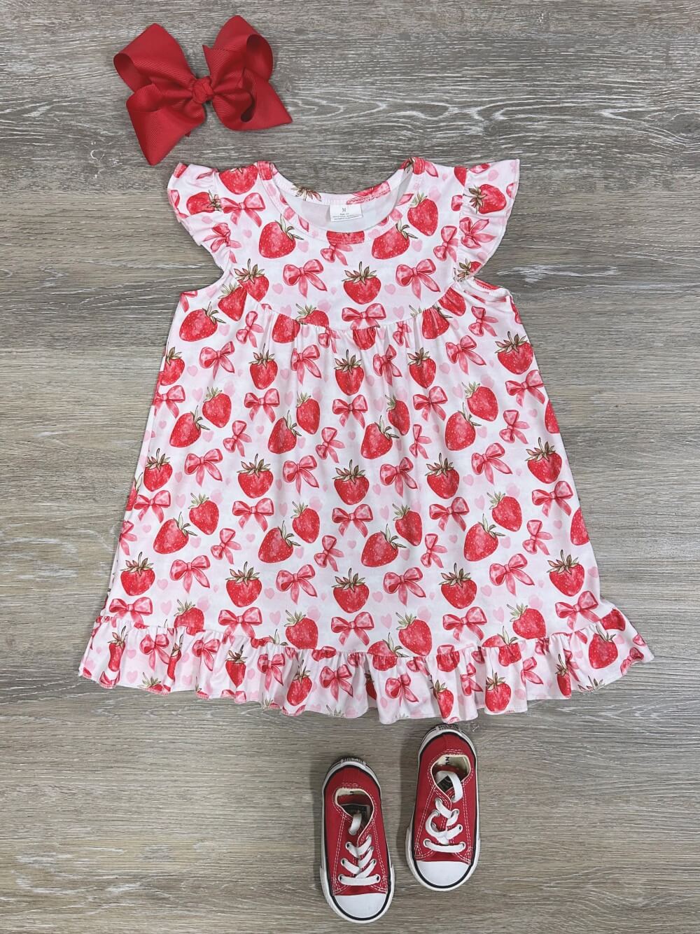 Berries & Bows Coquette Girls Flutter Sleeve Dress - Sydney So Sweet