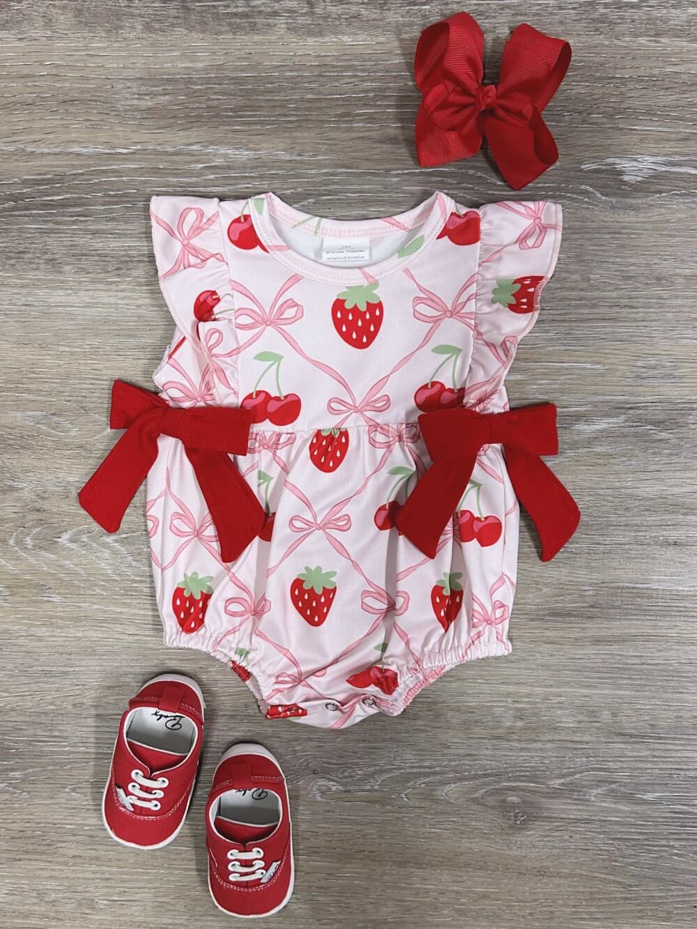 Berries & Bows Girls Ruffle Baby Bubble Romper - Sydney So Sweet
