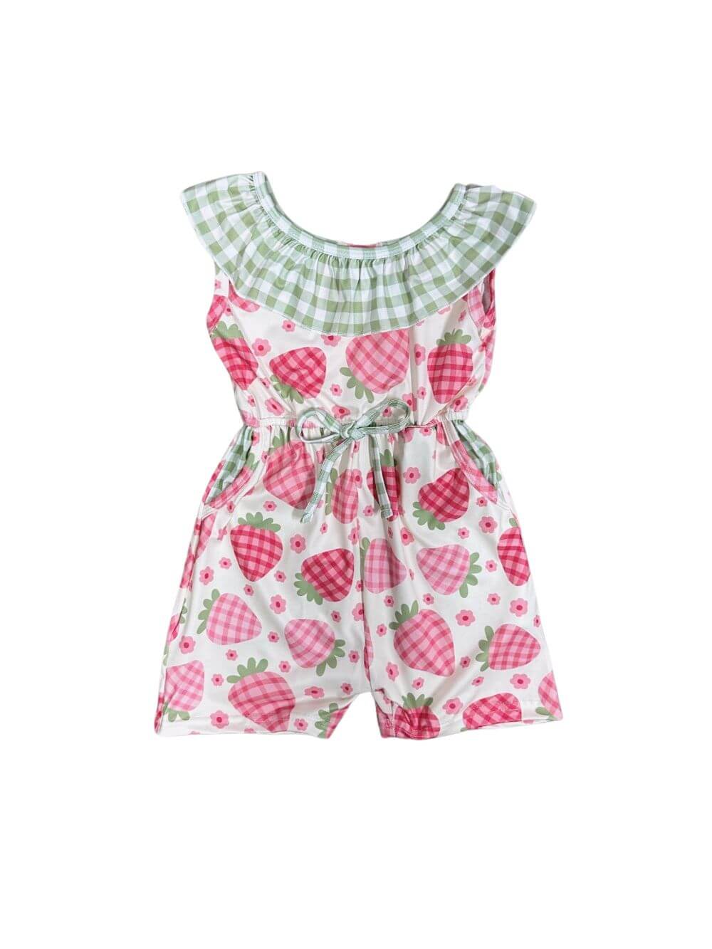 Berry Sweet Girls Strawberry & Gingham Plaid Romper - Sydney So Sweet