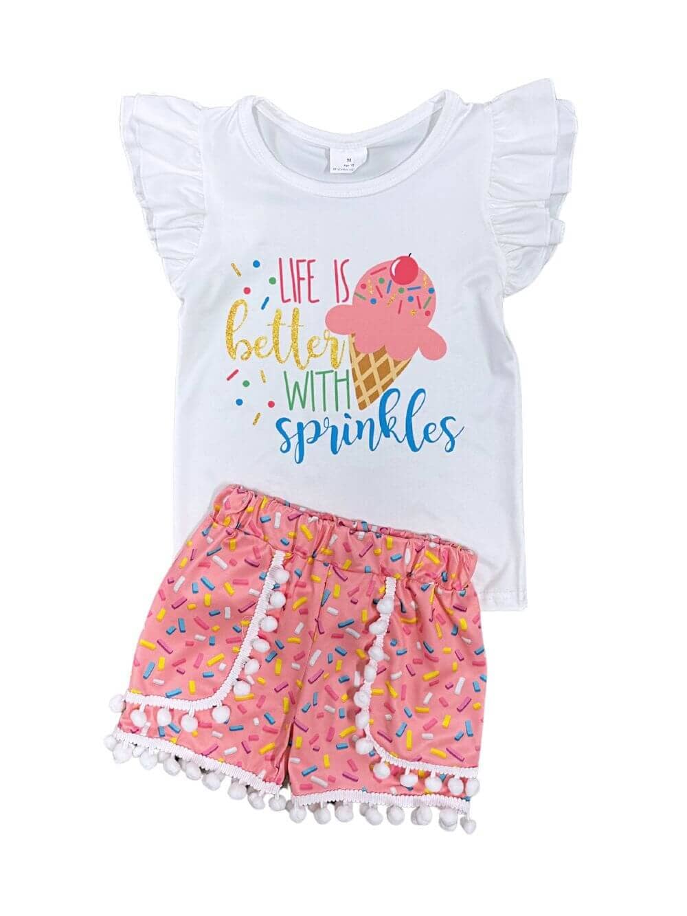 Better with Sprinkles Girls Pom Shorts Outfit - Sydney So Sweet