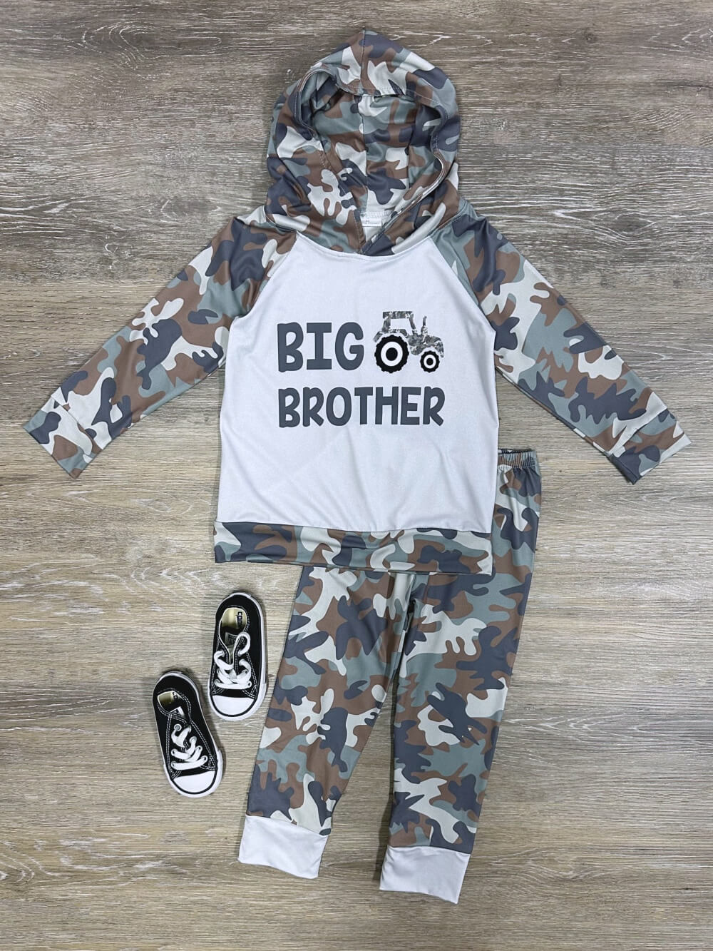 Big Brother Boys Camo Tractor Hoodie &amp; Joggers Outfit - Sydney So Sweet