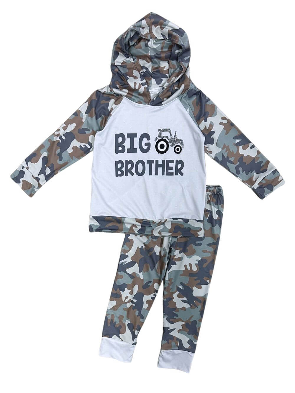 Big Brother Boys Camo Tractor Hoodie & Joggers Outfit - Sydney So Sweet