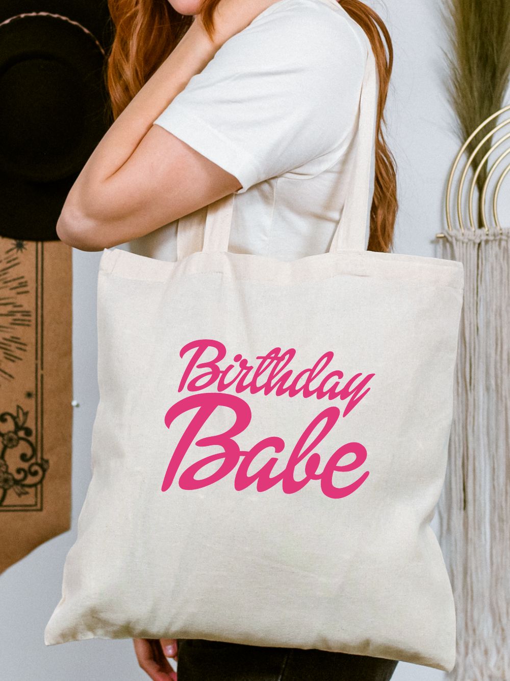 Birthday Babe Pink Script Cotton Canvas Tote Bag