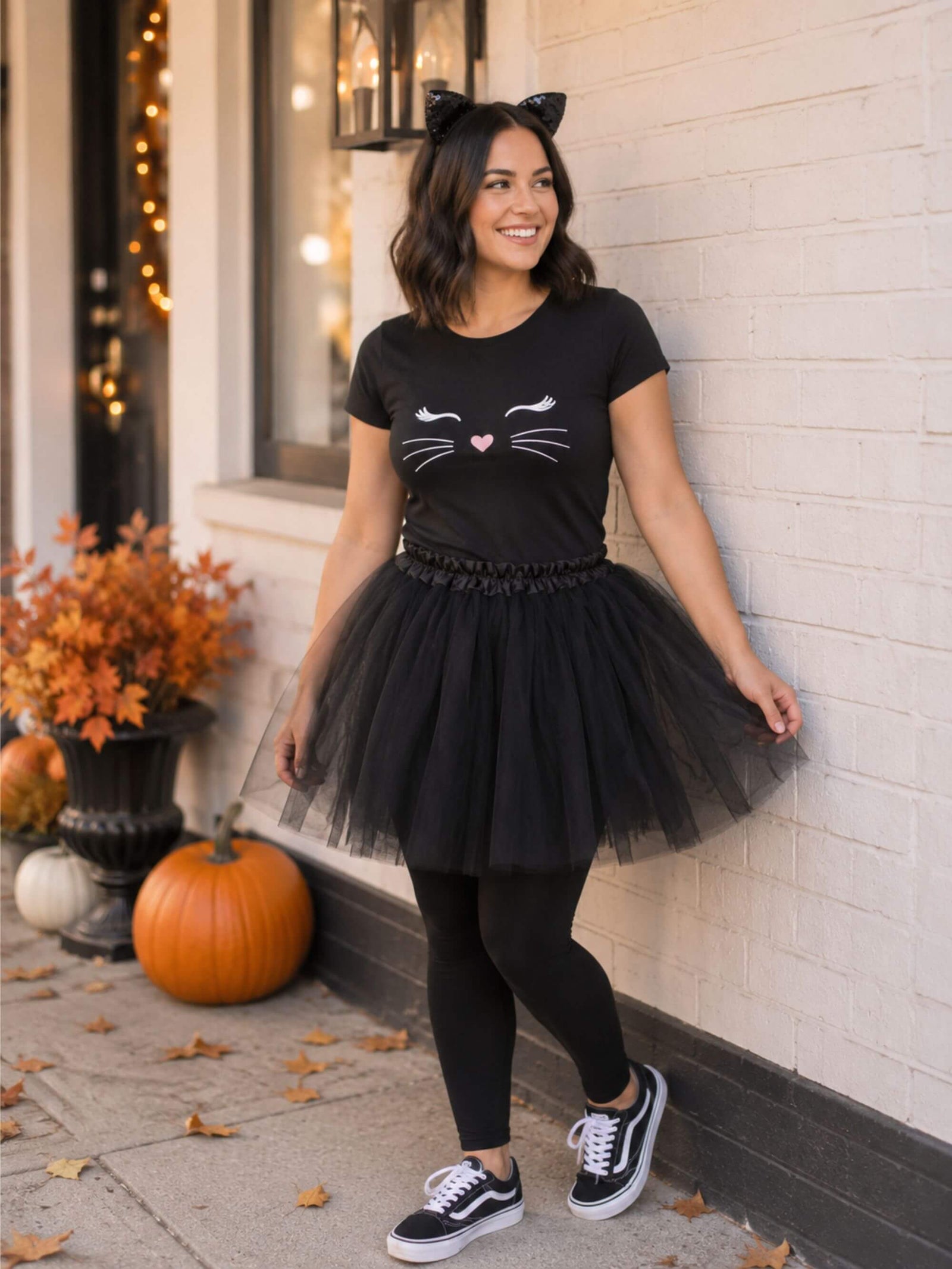 Women's Black Cat Costume – Tutu & Sequin Cat Ears for Adult & Plus Size